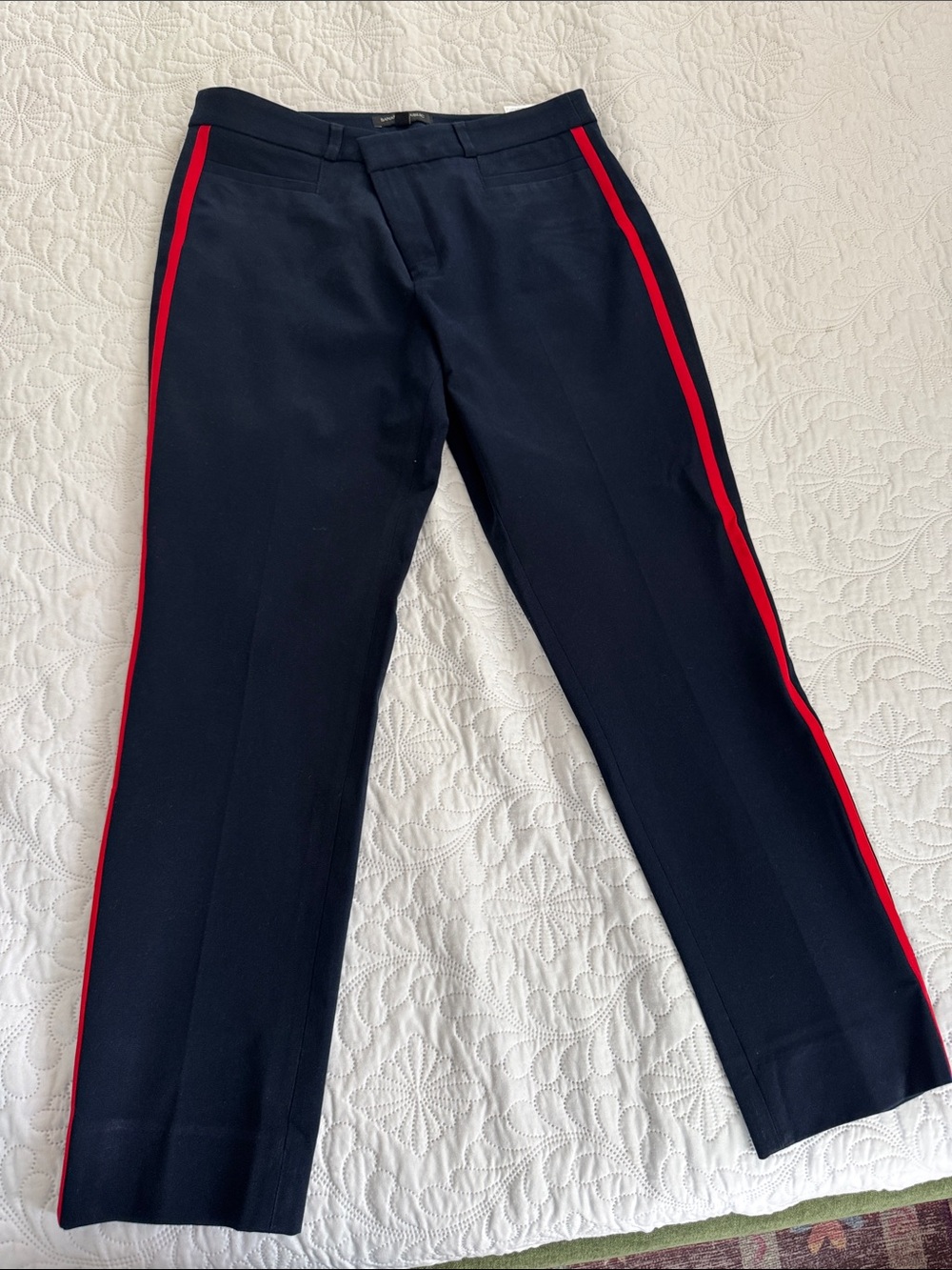 Banana Republic Navy Pants with Red Side Stripes